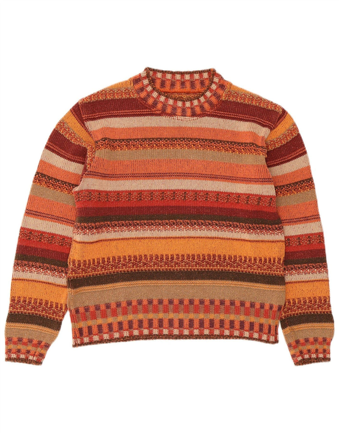 Pulover VINTAGE pentru femei cu decolteu rotund, cu dungi medii, multicolore, UK 14