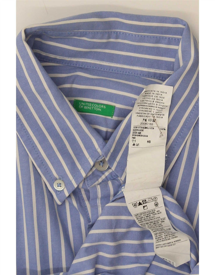 Cămașă Benetton pentru bărbați, bumbac cu dungi albastre medii