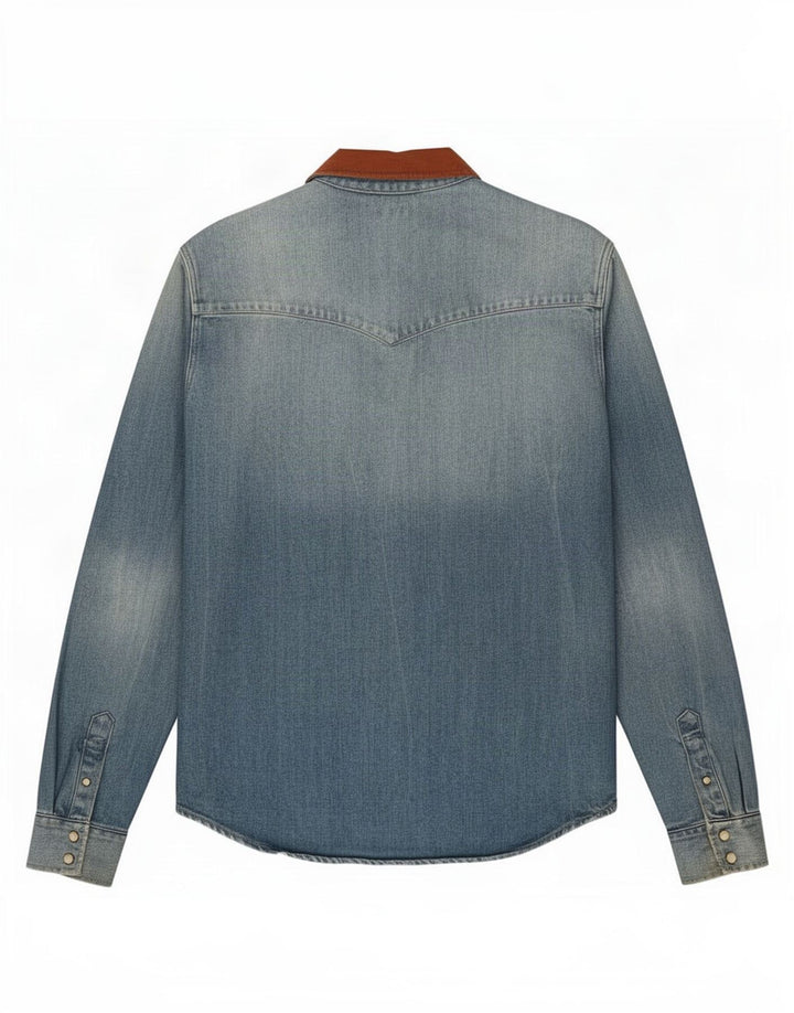 Cămașă din denim pentru bărbați All Saints, bumbac albastru mediu