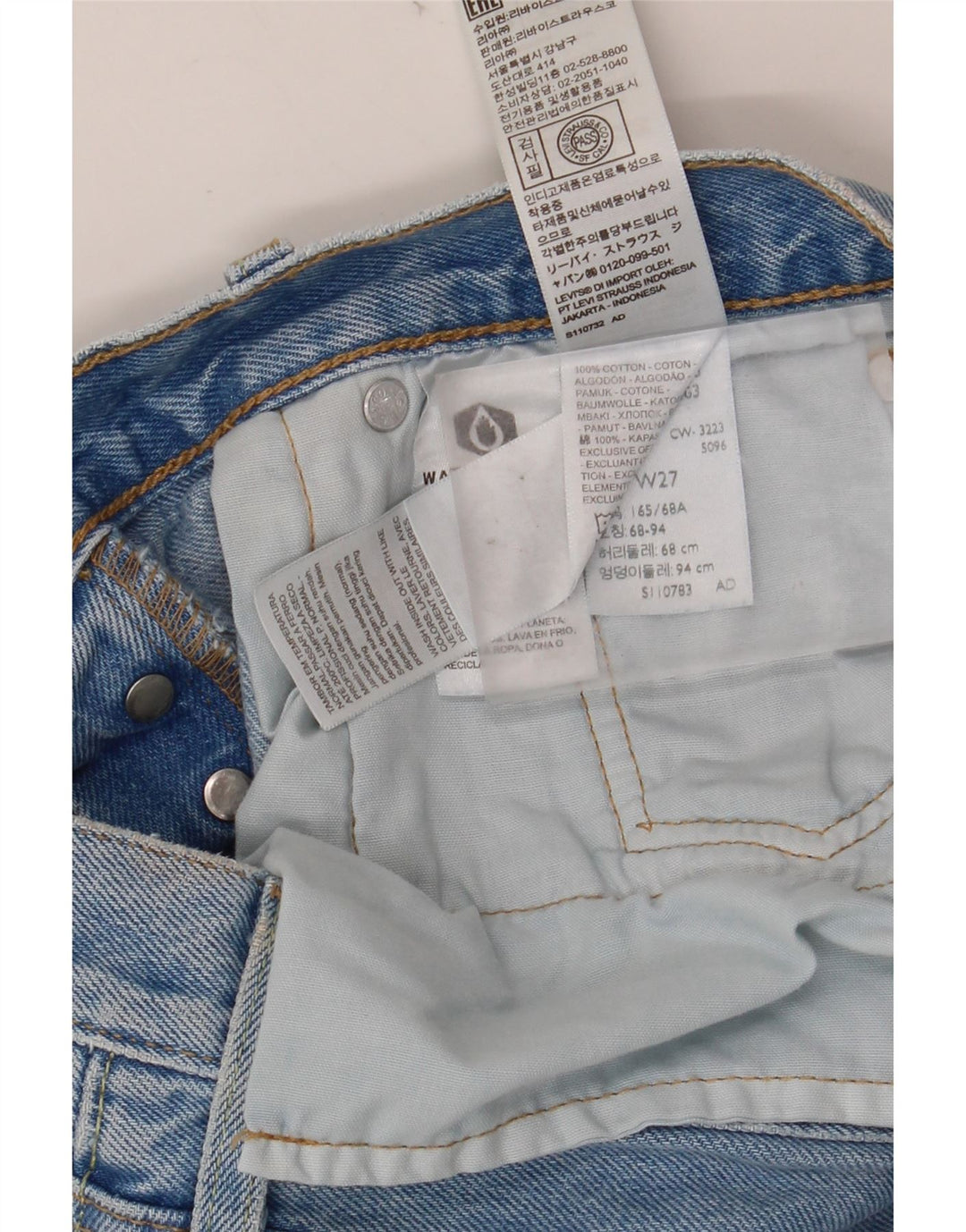 Pantaloni scurți din denim învechit cu talie înaltă 501 pentru femei LEVI'S W27 albastru mediu