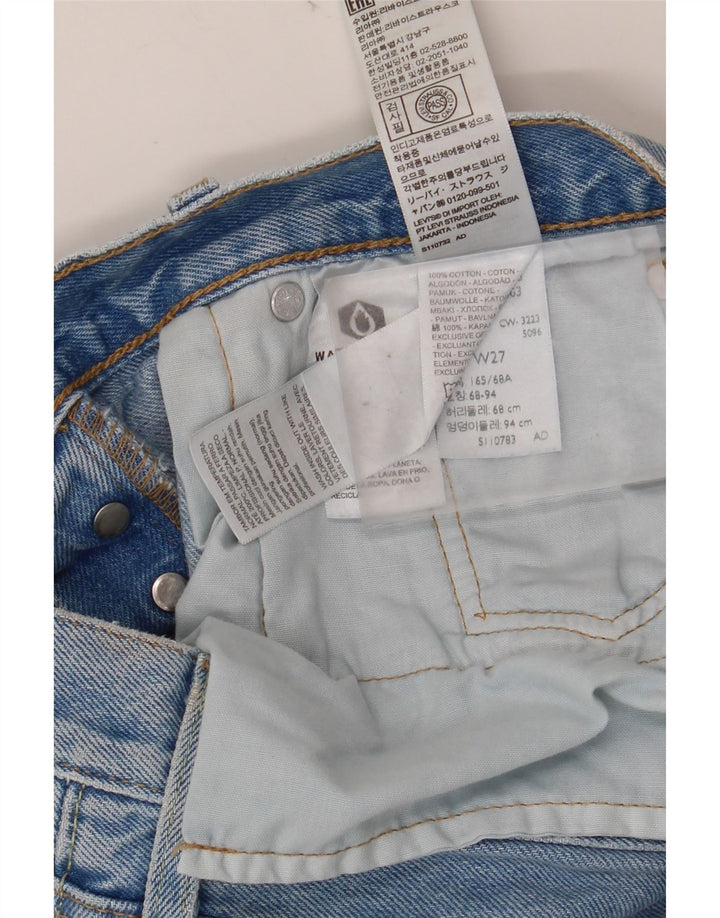 Pantaloni scurți din denim învechit cu talie înaltă 501 pentru femei LEVI'S W27 albastru mediu