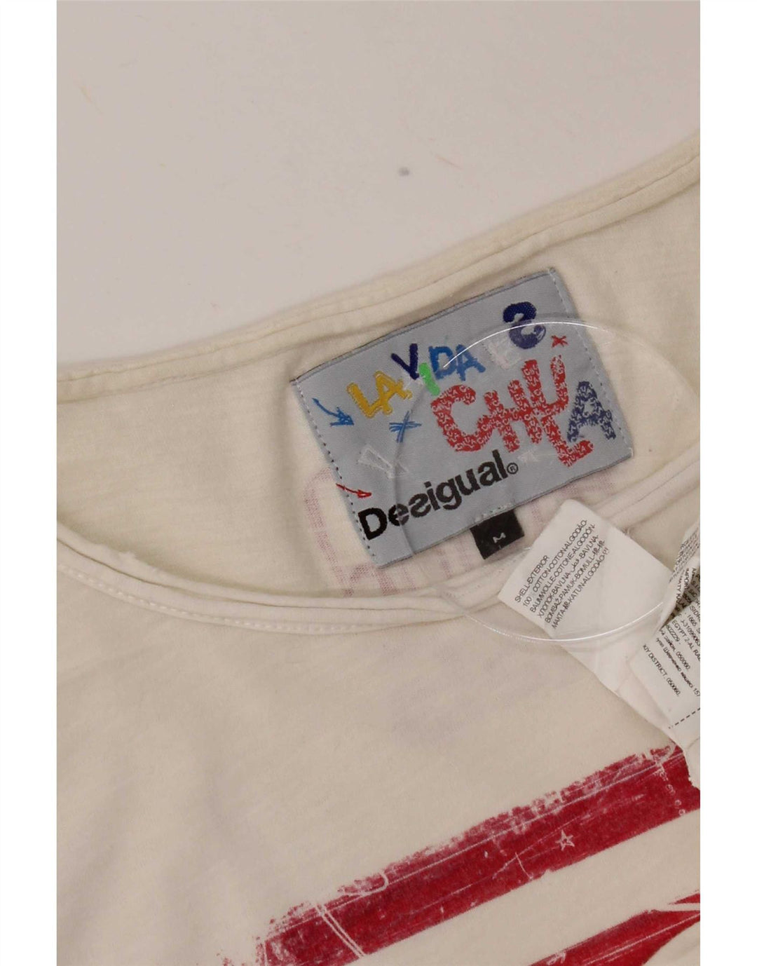 Tricou grafic Desigual pentru bărbați Top din bumbac alb mediu