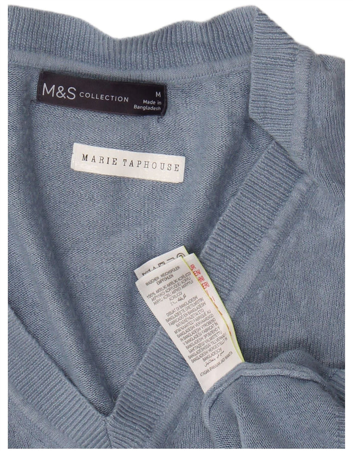 MARKS & SPENCER Pulover crop cu decolteu în V pentru femei UK 14 Medium Blue