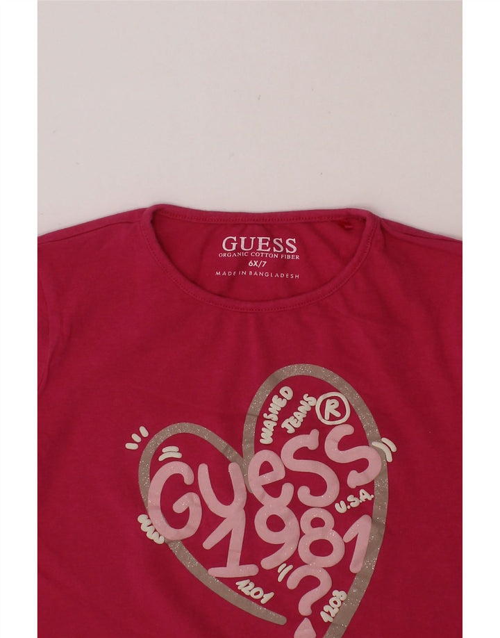 GUESS Girls Graphic Top Long Sleeve 6-7 Years Pink Vintage Guess and Second-Hand Guess from Messina Hembry 