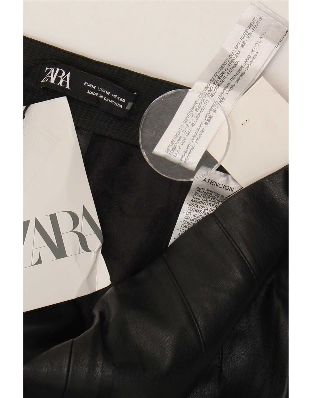 Leggings din piele artificială pentru femei Zara Mediu L28 L27 Poliuretan negru