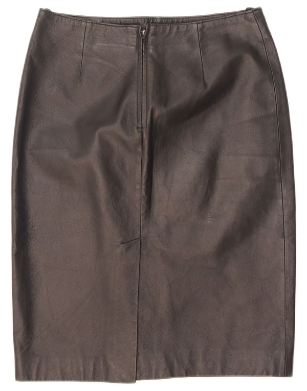 Fusta creion din piele vintage pentru femei UK 10 Small W28 Piele neagră