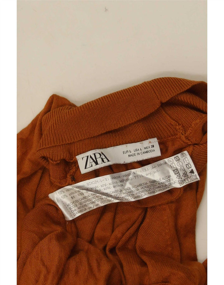 Pulover oversized cu gât țestoasă pentru femei Zara UK 16, mare, maro, viscoză
