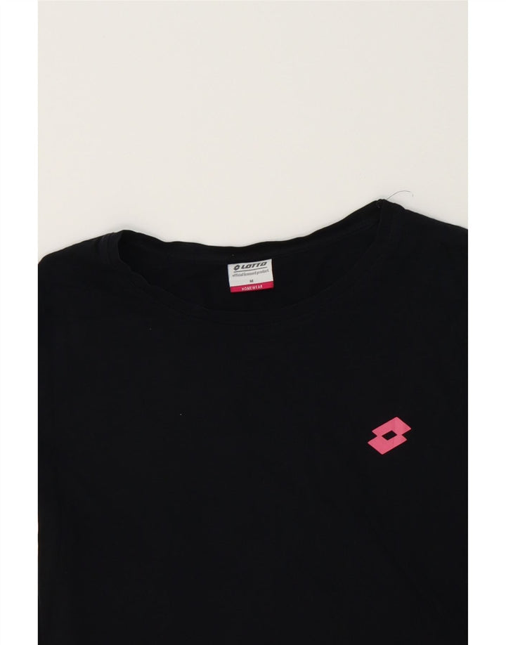 LOTTO Womens T-Shirt Top UK 14 Medium Black Cotton Vintage Lotto and Second-Hand Lotto from Messina Hembry 