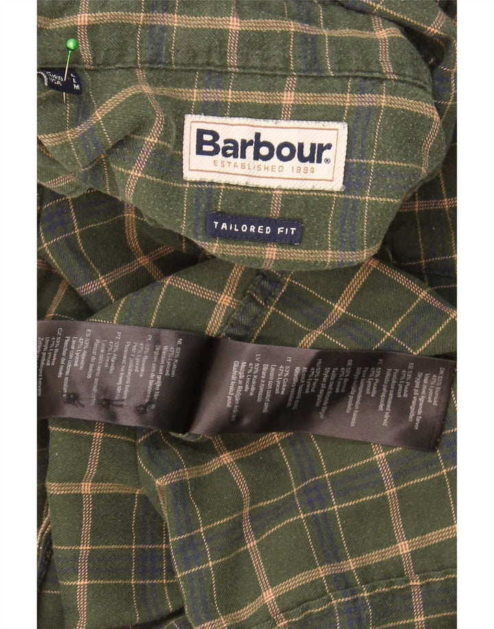 Cămașă pentru bărbați Barbour Tailored Fit, bumbac cu carouri mare, kaki
