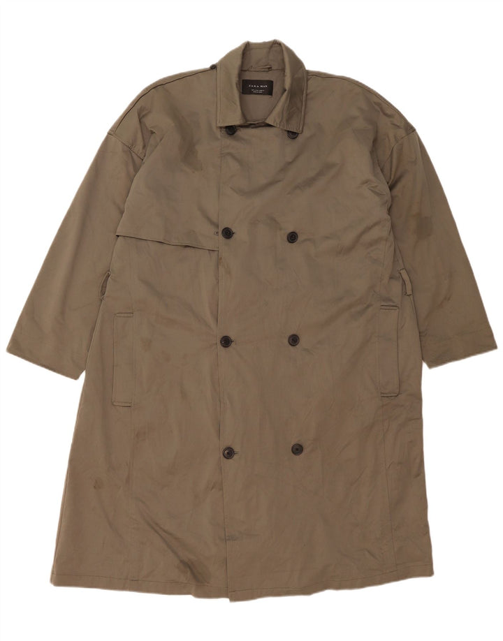 Trench pentru bărbați Zara UK 36 Poliester kaki mic