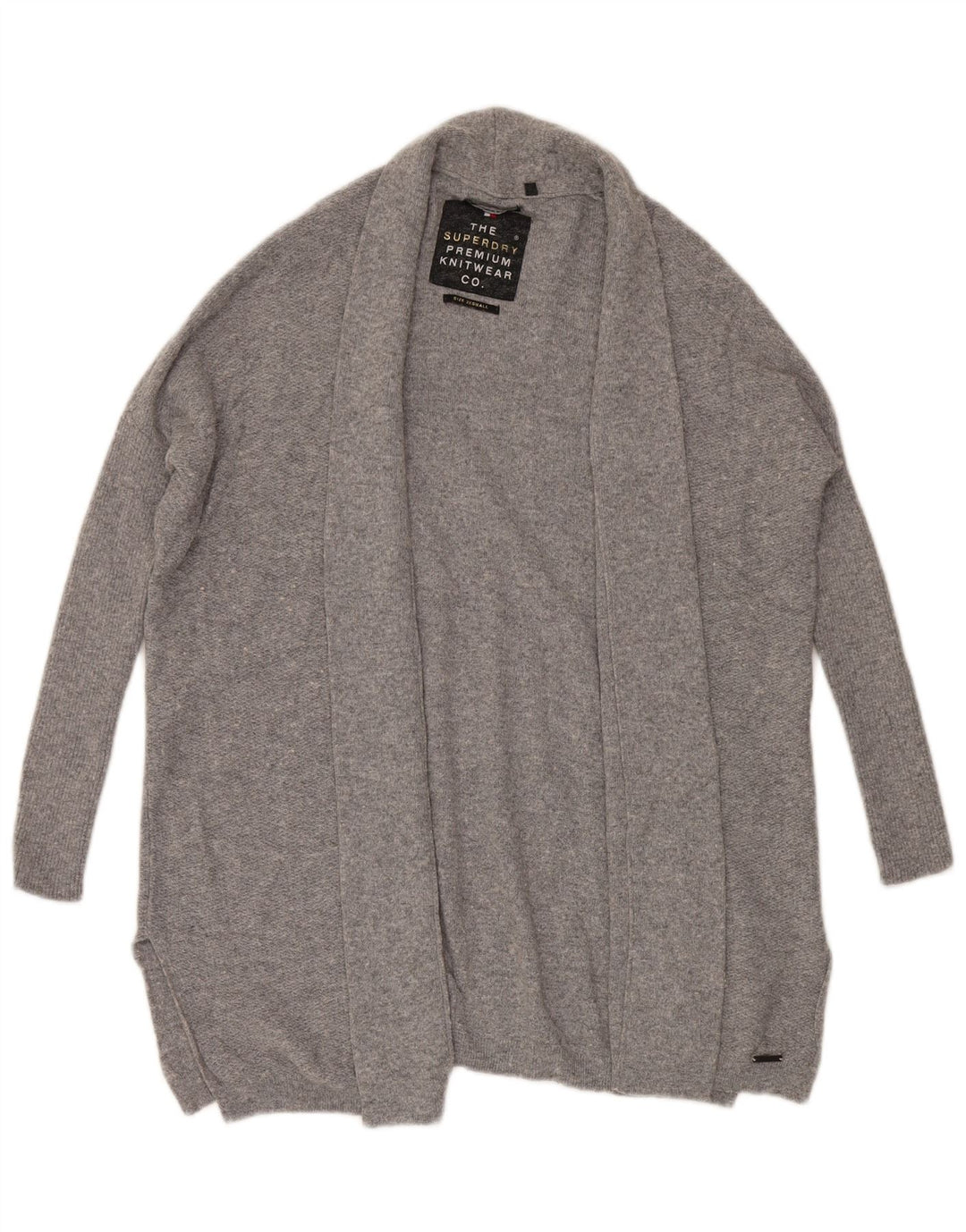 Pulover cardigan deschis supradimensionat pentru femei Superdry UK 2 2XS, gri pete