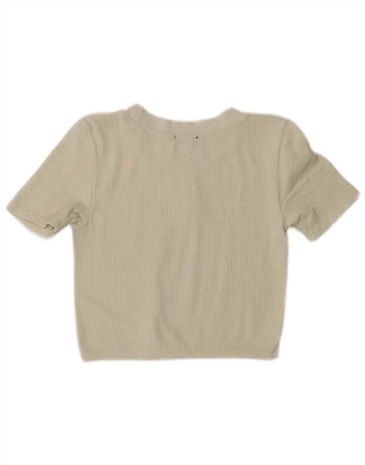 Tricou pentru femei Zara Crop Top UK 12 Medium Off White Nylon