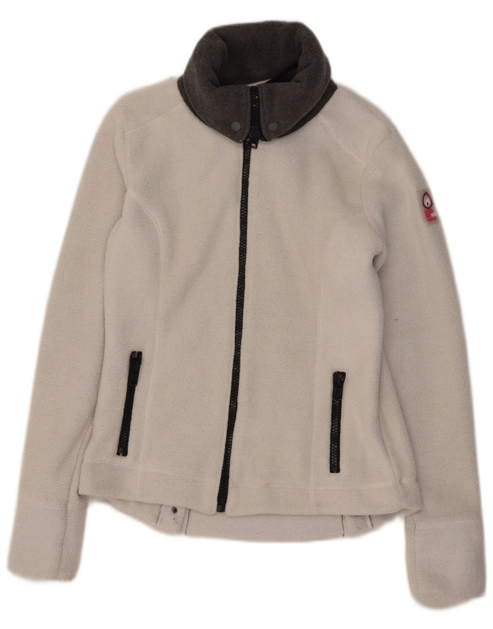 Jachetă din lână Superdry pentru femei UK 14, mare, alb, poliester