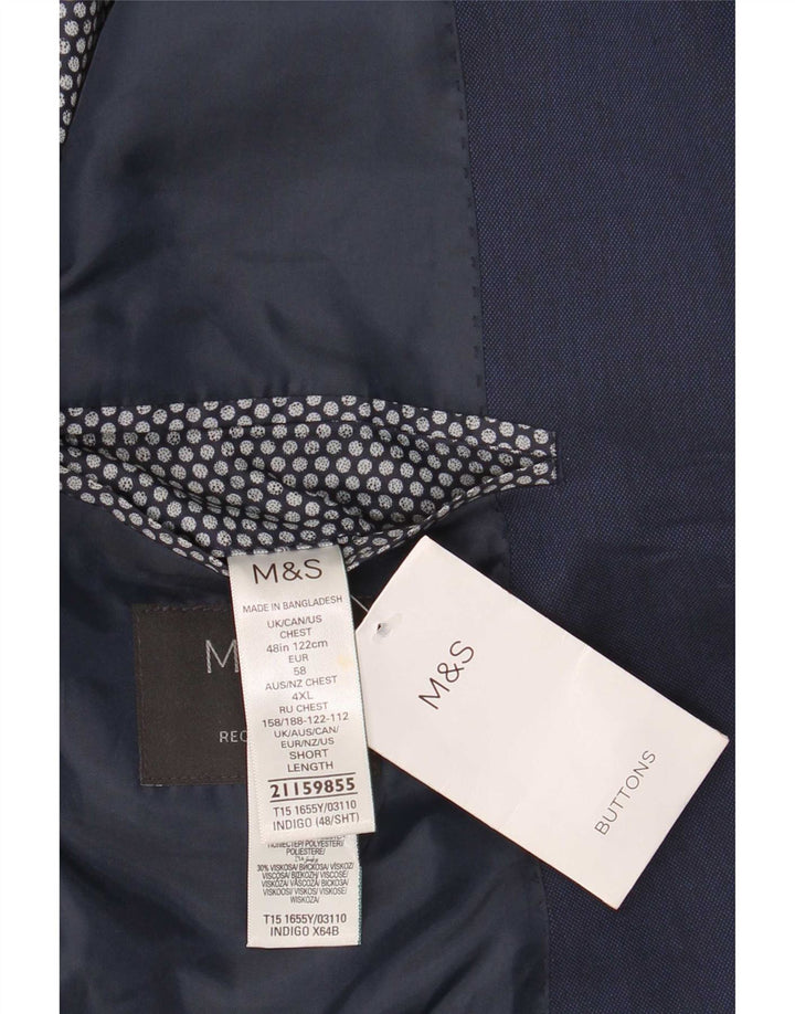 Jachetă pentru bărbați Marks & Spencer, cu 2 nasturi, cu ajustare normală, UK 48 2XL, bleumarin