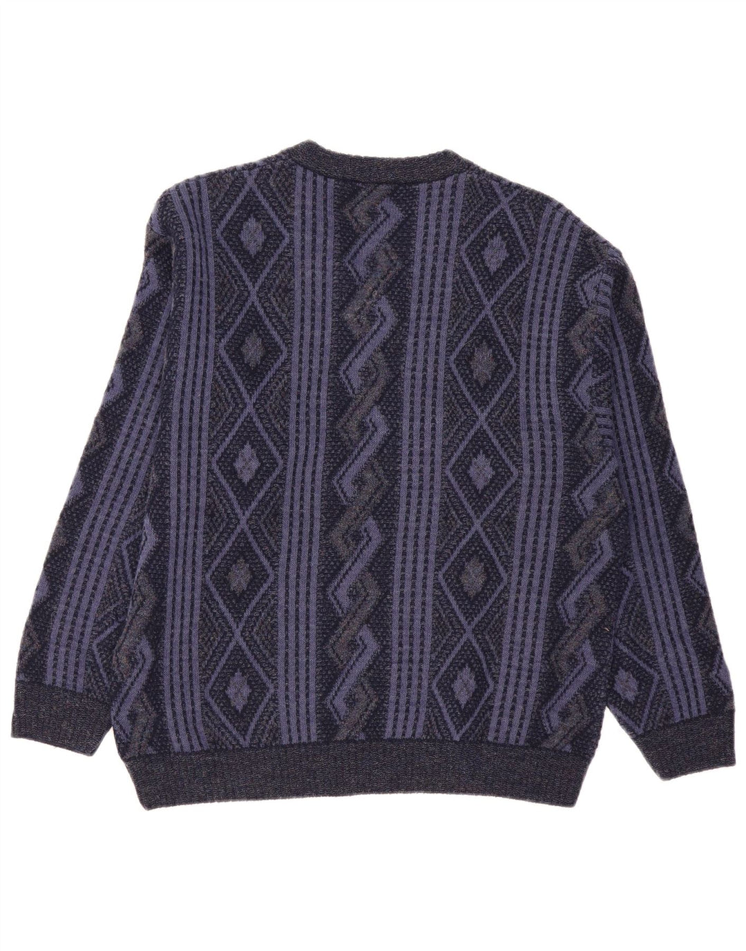 Pulover Naramaglie pentru bărbați cu decolteu în V, mijlociu, acrilic geometric, albastru marin