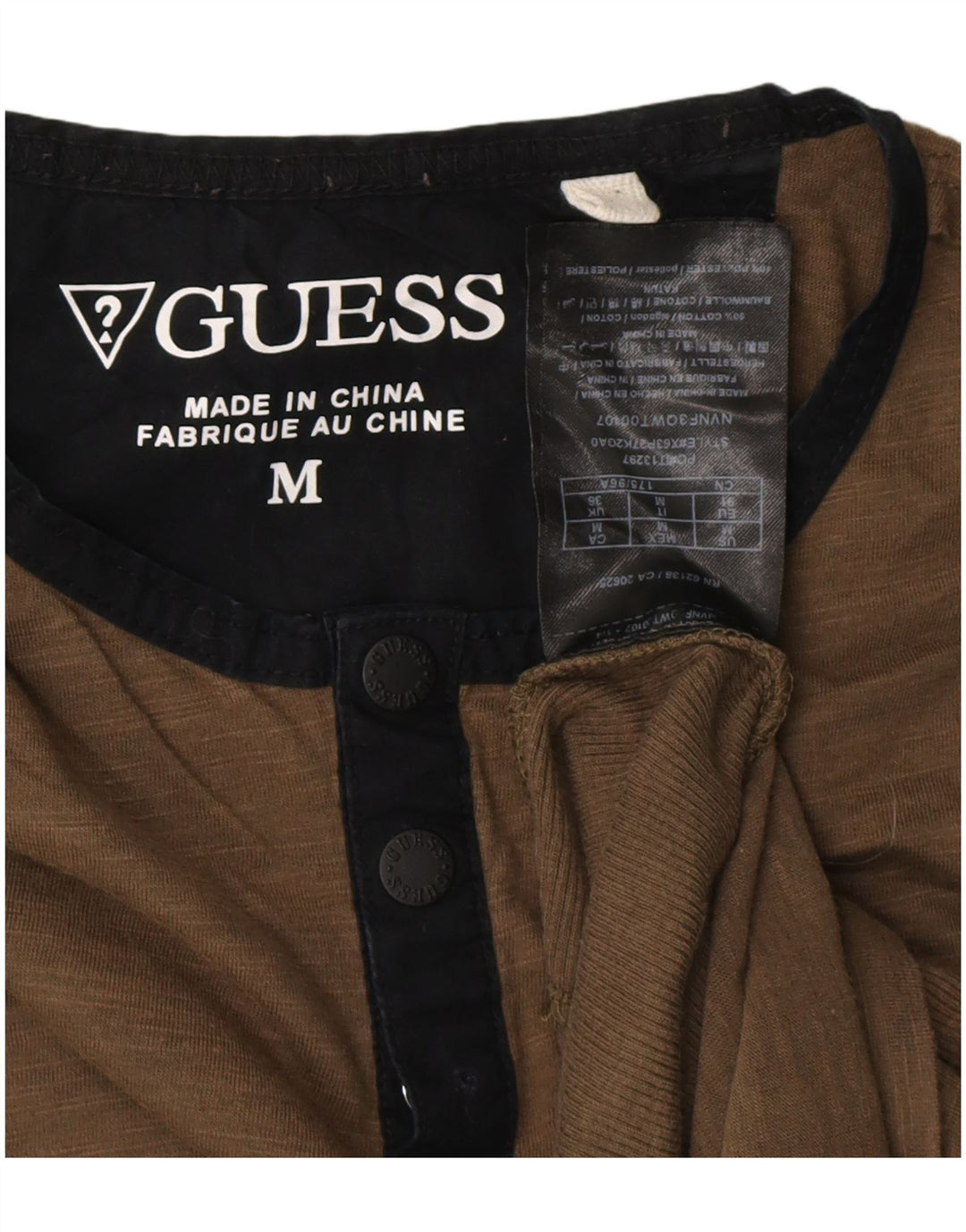 Tricou Guess pentru bărbați Top Mediu Kaki Bumbac