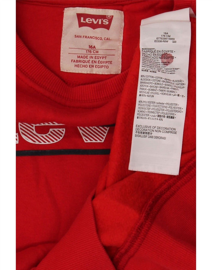 Pulover cu grafică Levi's pentru băieți, 15-16 ani, bumbac roșu