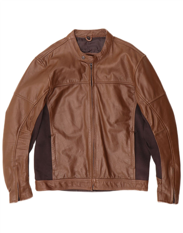 Jachetă de curse din piele pentru bărbați Course UK 38 Medium Brown Colorblock Piele