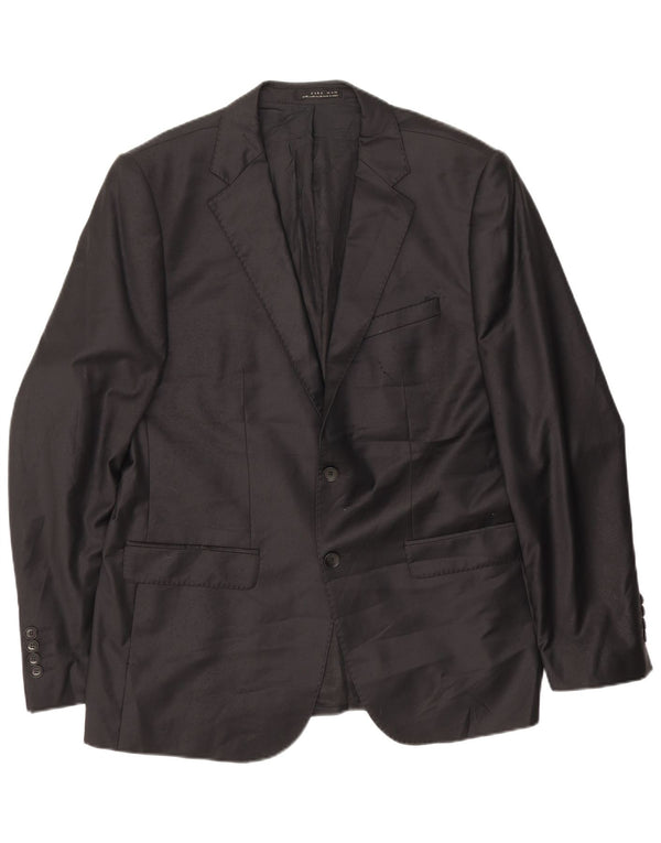 Blazer pentru bărbați Zara cu 2 nasturi EU 56 XL Lână neagră