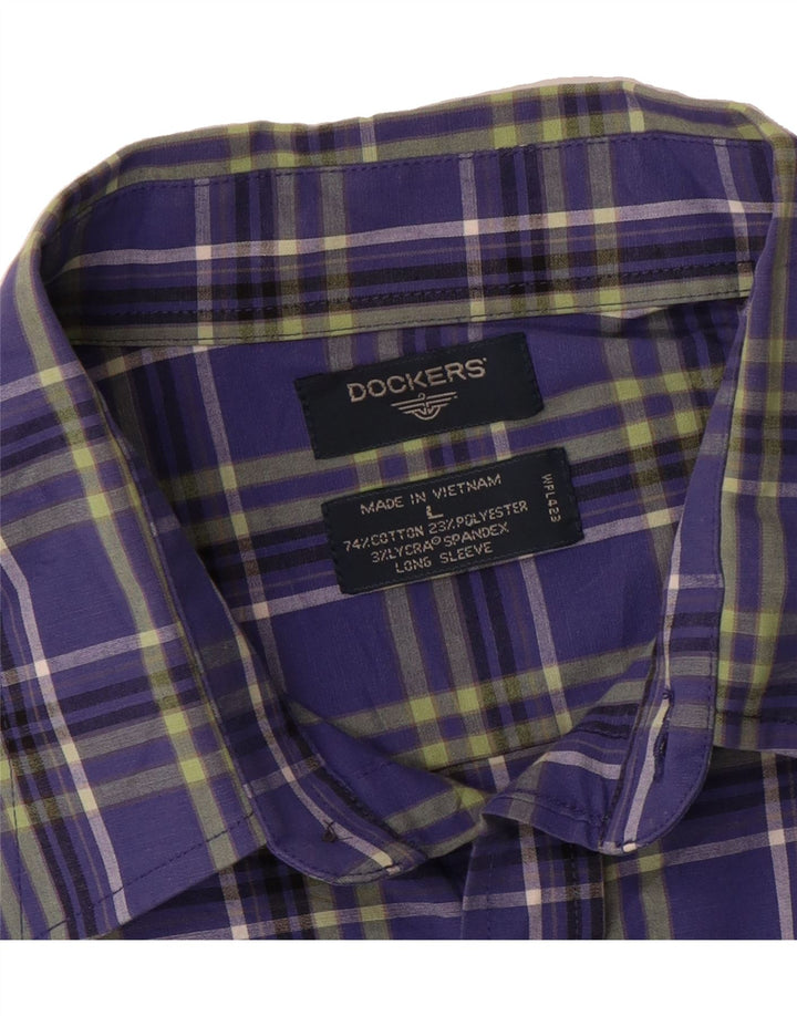 DOCKERS Mens Shirt Large Purple Check Cotton Vintage Dockers and Second-Hand Dockers from Messina Hembry 