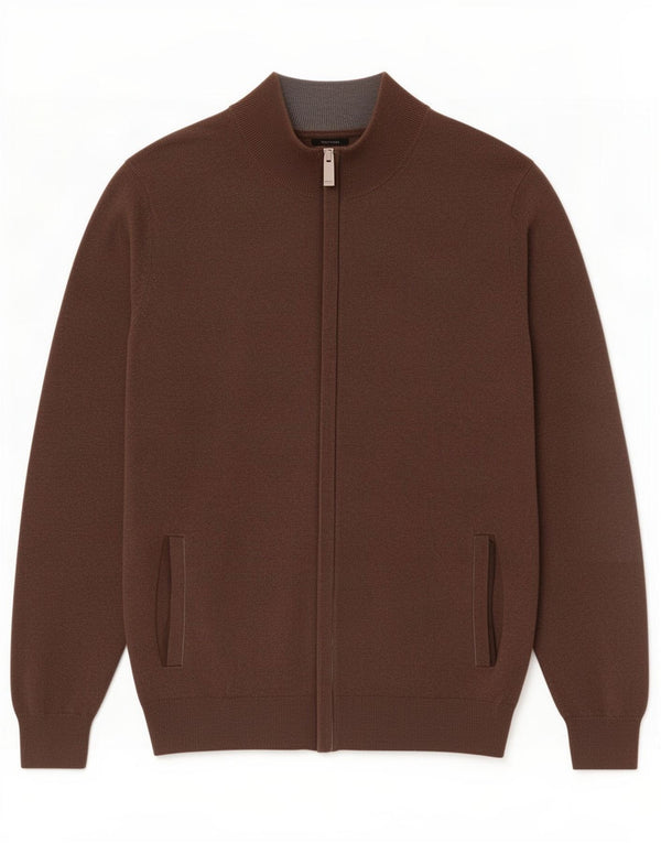 Massimo Dutti Mens Cardigan Sweater Medium Brown Cotton