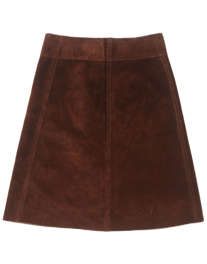Fusta Vintage Femei din piele intoarsa W28 Maro Mediu