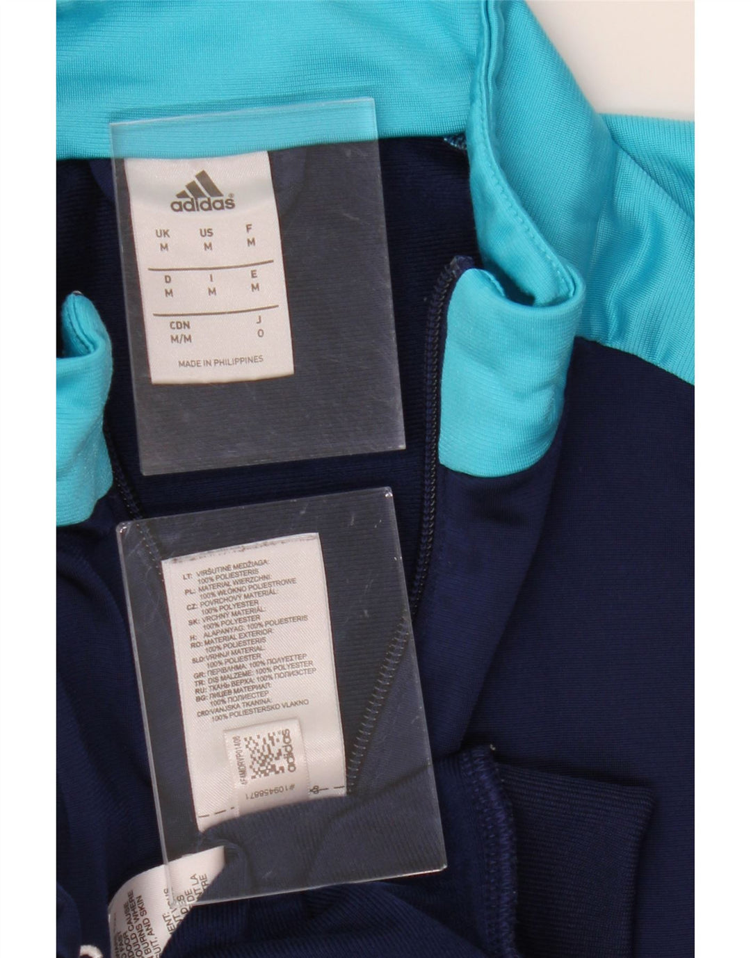 ADIDAS Mens Tracksuit Top Jacket Medium Navy Blue Colourblock Polyester Vintage Adidas and Second-Hand Adidas from Messina Hembry 