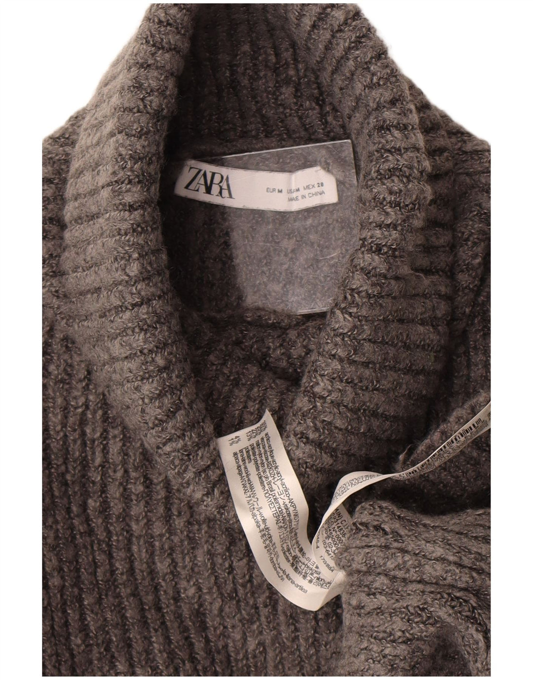 Pulover oversized cu gât rulat Zara pentru femei UK 14 Gri mediu