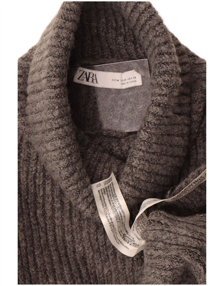 Pulover oversized cu gât rulat Zara pentru femei UK 14 Gri mediu