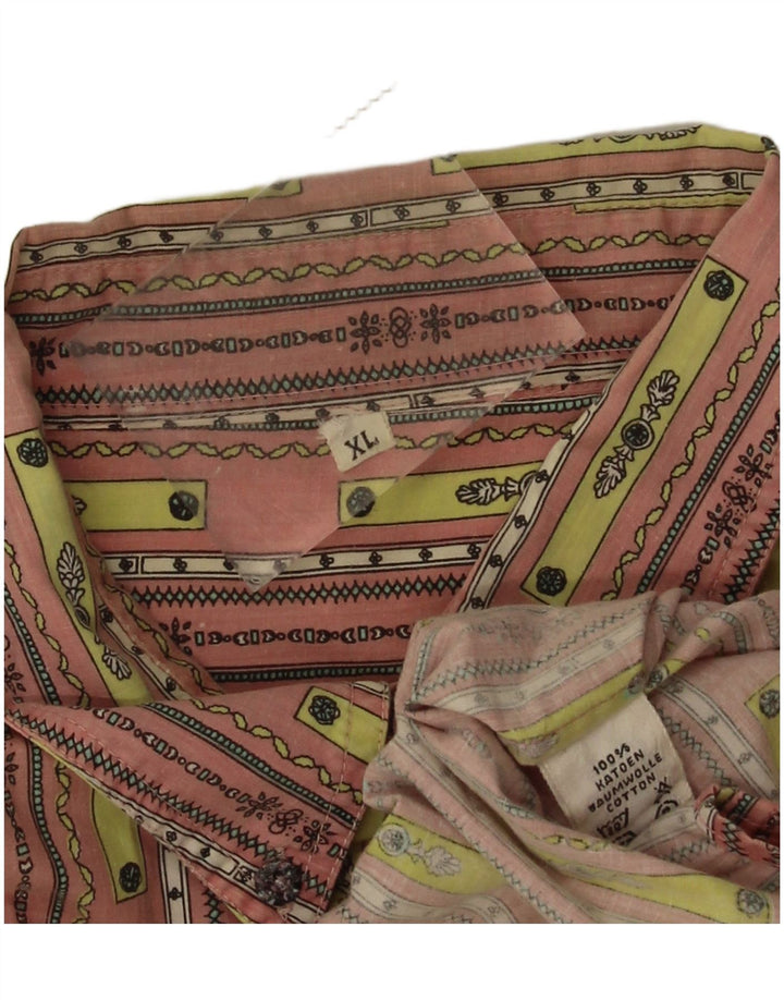 Cămașă cu mânecă scurtă pentru bărbați vintage cu model abstract, bumbac XL roz