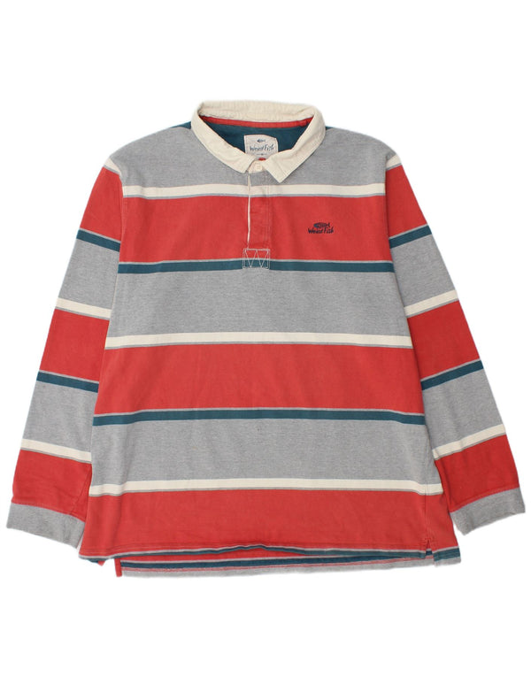 WEIRD FISH Tricou polo rugby cu mânecă lungă pentru bărbați, 2XL, cu dungi multicolore