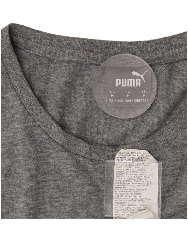 Tricou grafic PUMA pentru bărbați Top din bumbac cu pete gri mediu
