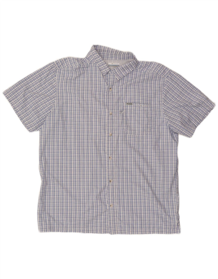 COLUMBIA Mens Short Sleeve Shirt Large Blue Check Polyester