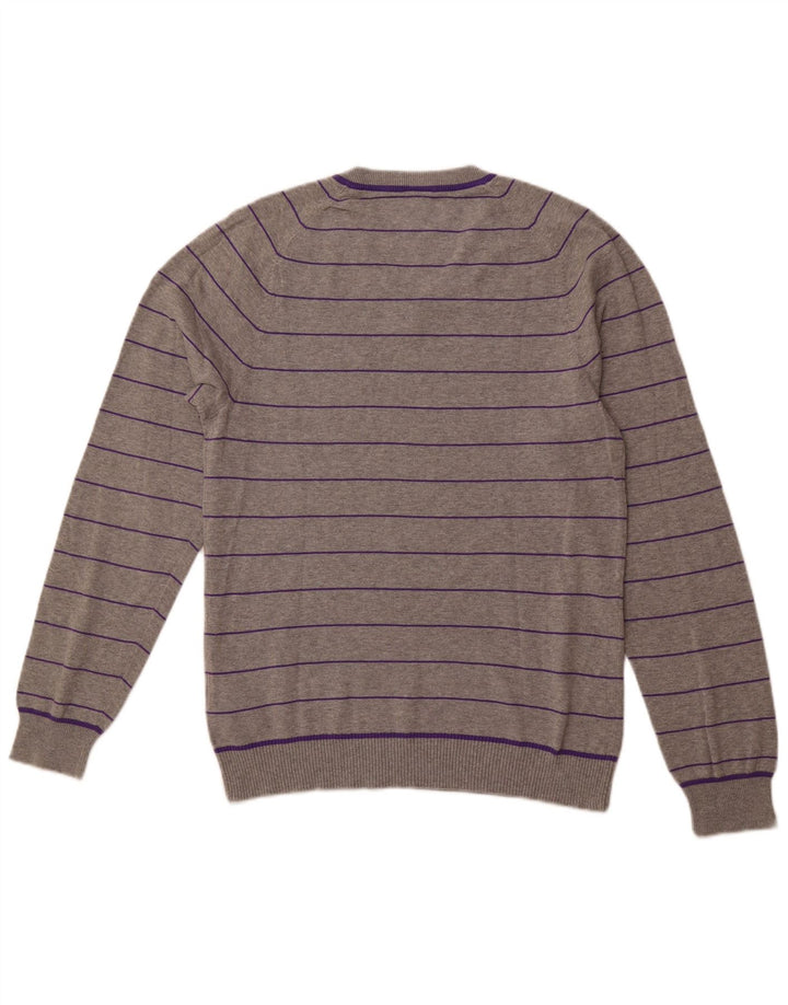 Pulover NIKE pentru bărbați cu decolteu în V, UK 38/40, bumbac cu dungi gri mediu