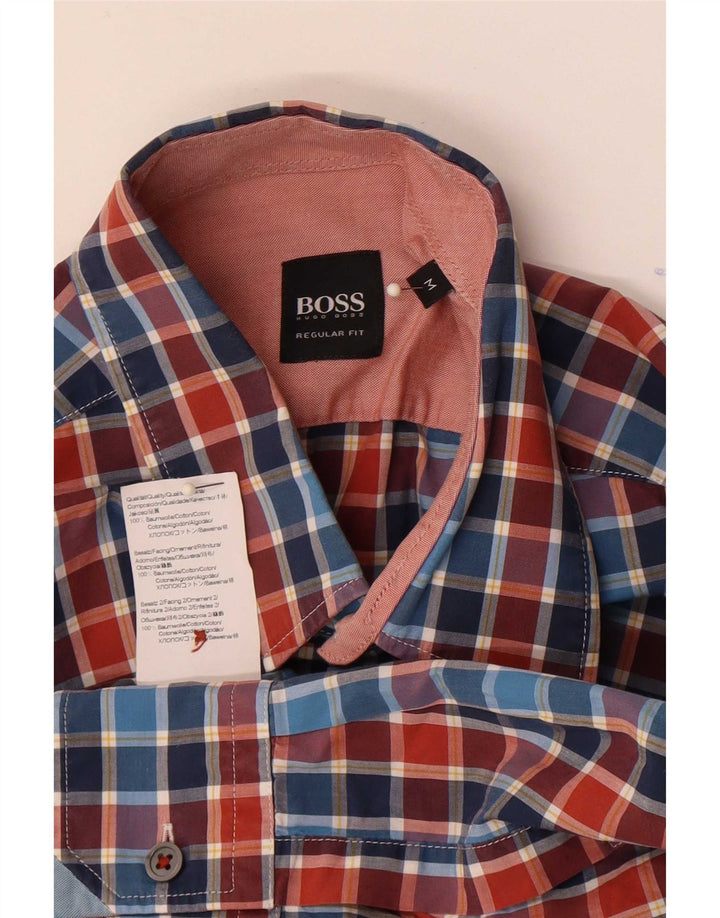 Cămașă pentru bărbați Hugo Boss Regular Fit, bumbac cu carouri albastru mediu