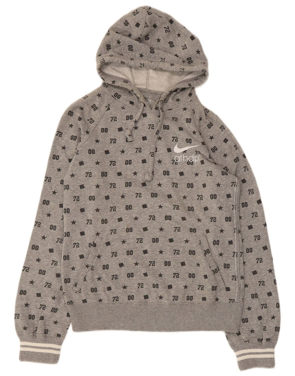 Pulover Nike pentru damă cu hanoră grafică UK 12/14, bumbac gri mediu
