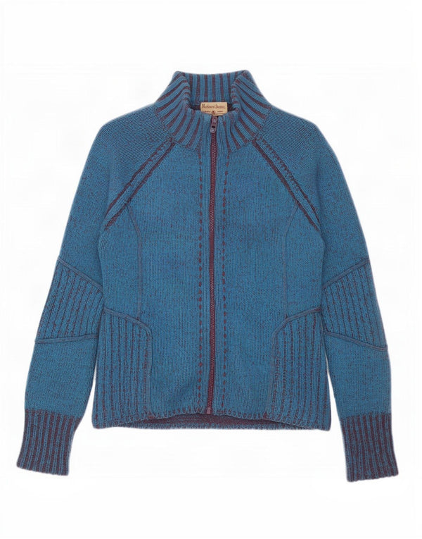 Pulover cardigan cu fermoar complet pentru femei Marlboro Classics UK 18 XL Blue Lambswool