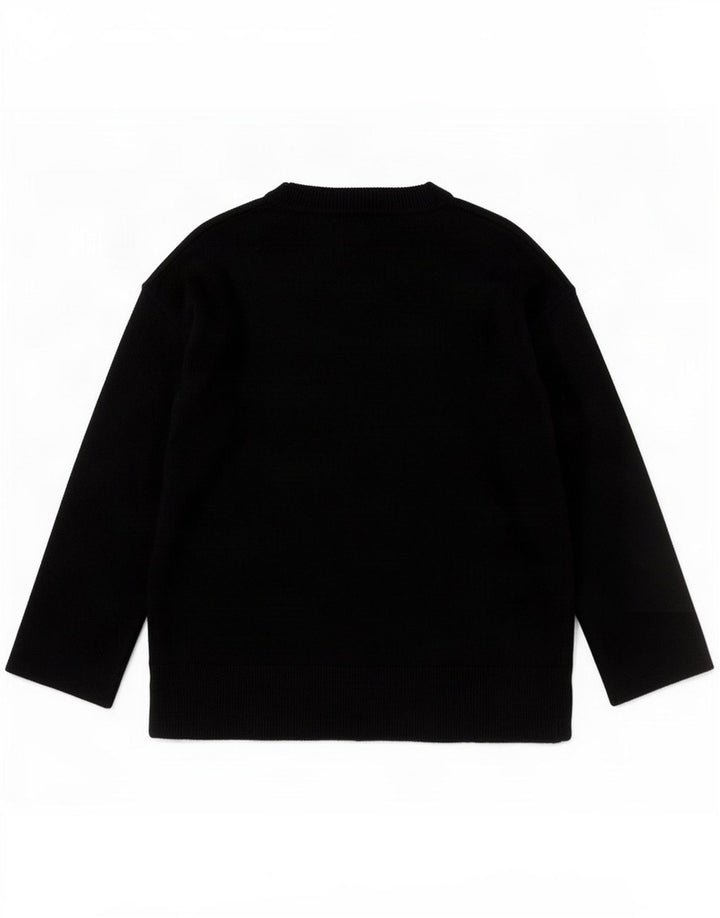 Pulover cu decolteu în V Massimo Dutti pentru femei UK 10 Lână neagră mică