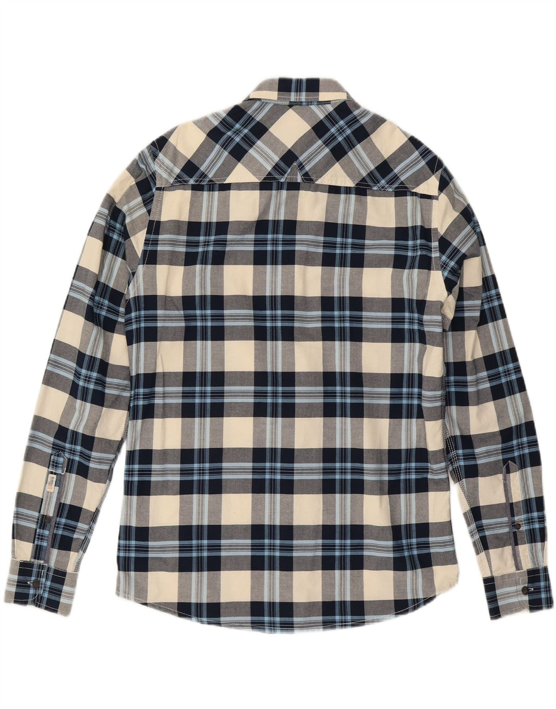 VINTAGE Mens Flannel Shirt Medium Navy Blue Check Cotton Vintage Vintage and Second-Hand Vintage from Messina Hembry 