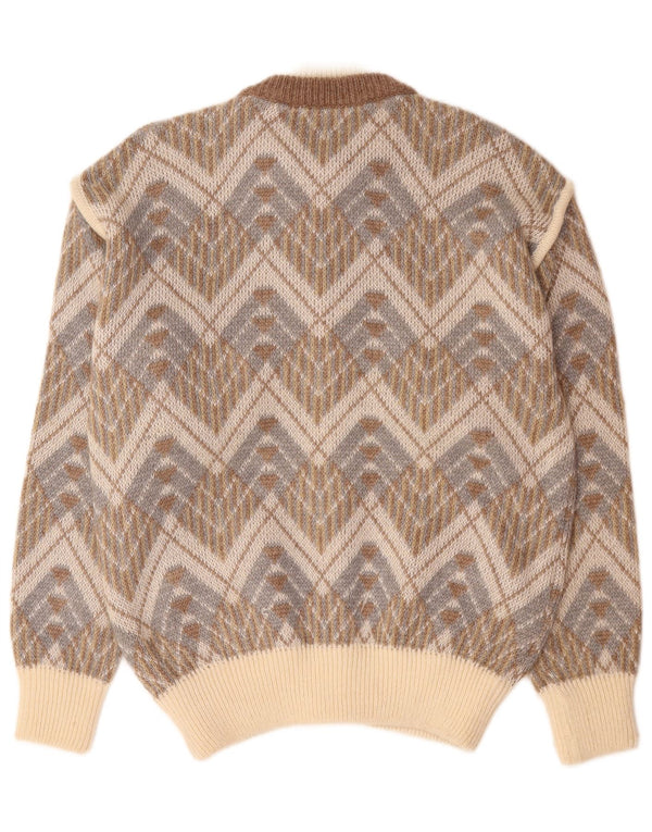 Cardigan Vintage pentru bărbați, mare, bej, geometric