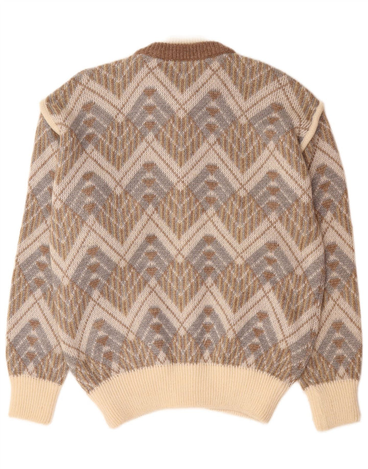 Cardigan Vintage pentru bărbați, mare, bej, geometric