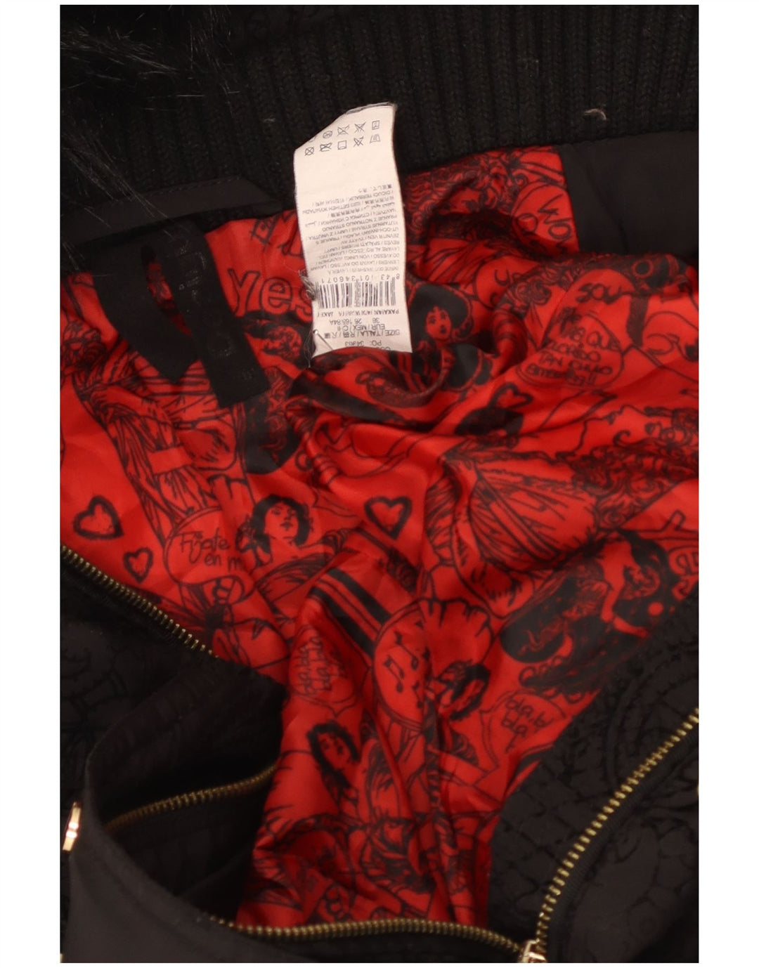 Jachetă căptușită cu glugă pentru femei Desigual EU 36 Small Black Paisley
