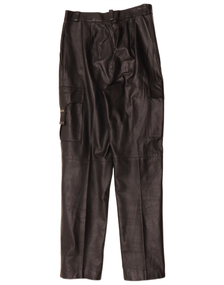 FLORENTIA Pantaloni cargo din piele drepte pentru femei IT 44 Medium W28 L31 Negru