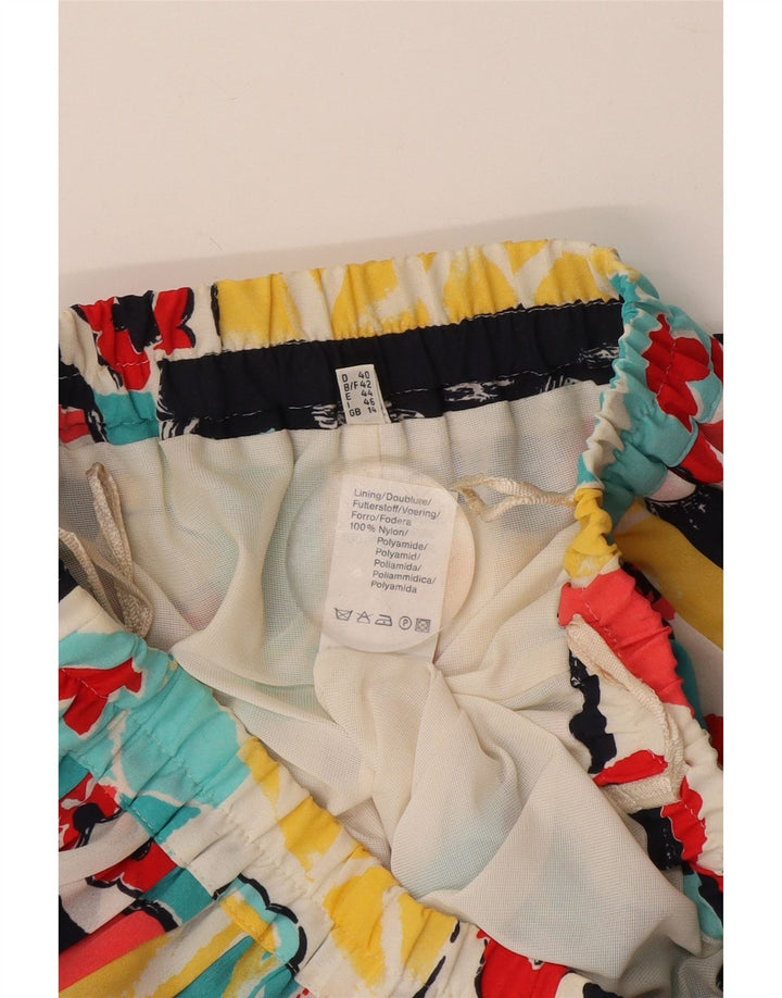 Fusta plisată cu cuțit cu model abstract pentru femei vintage UK 14 Medium W32 Multic