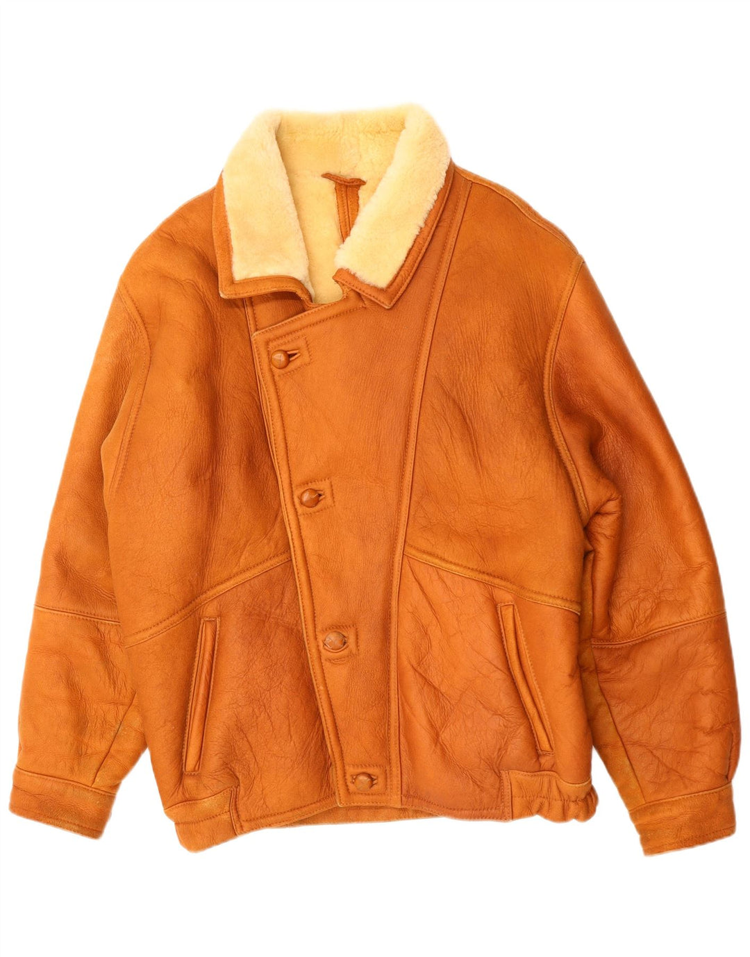 Jachetă din shearling pentru bărbați VINTAGE IT 50 Large Brown