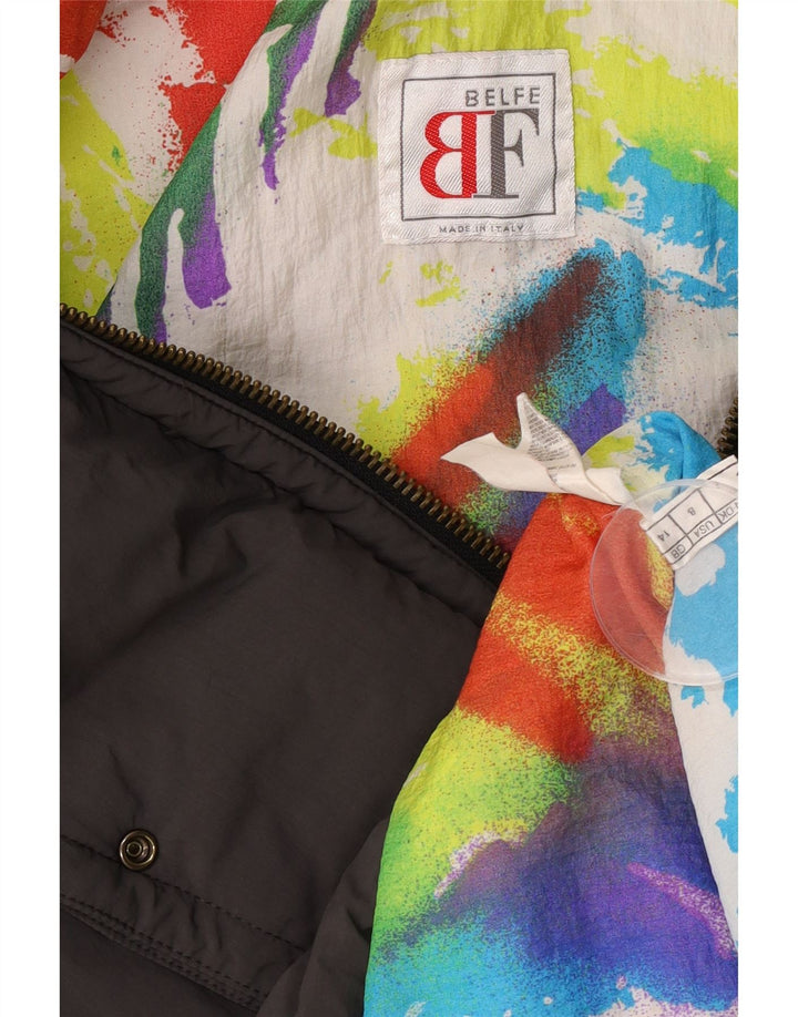 Jachetă căptușită supradimensionată cu grafică Belfe pentru femei UK 14 Medium Gri Colorblock