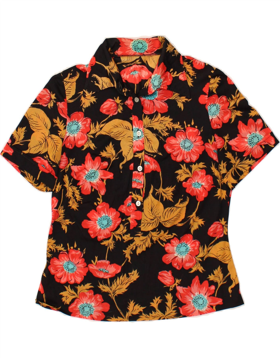 VINTAGE Womens Pullover Shirt UK 14 Medium Multicoloured Floral Vintage Vintage and Second-Hand Vintage from Messina Hembry 