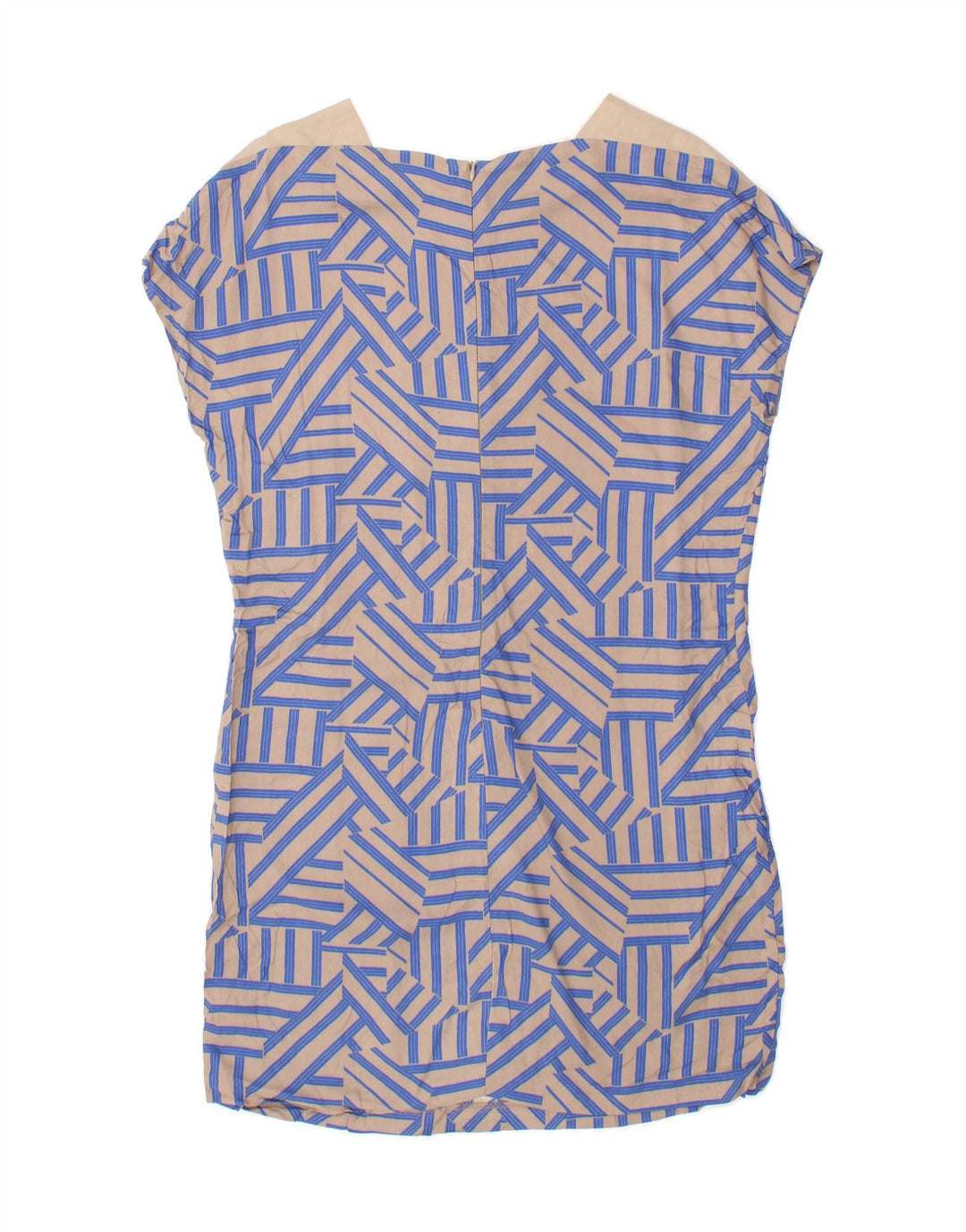 BENETTON Womens Abstract Pattern Sheath Dress UK 14 Large Blue Vintage Benetton and Second-Hand Benetton from Messina Hembry 