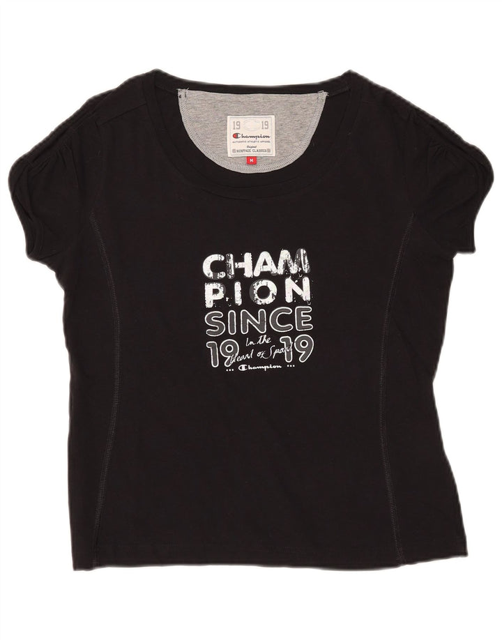 Tricou grafic CHAMPION pentru femei Heritage Classics Top UK 12 Medium Negru