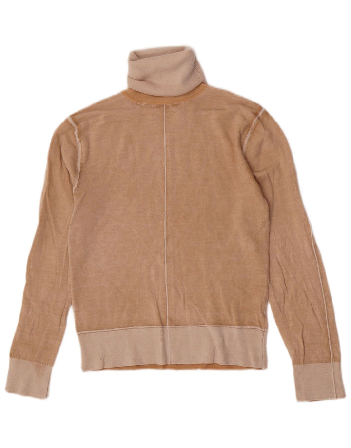 Pulover pentru femei Zara cu gât rulat UK 12 Medium Beige Lână